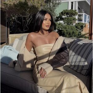 ZARA WOMAN NWOT CREAM FAUX LEATHER DRESS XL ref. 6929/206